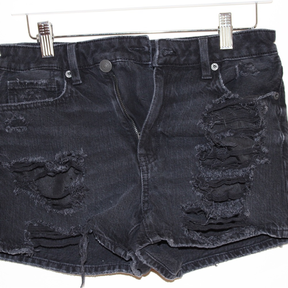 American Eagle Distressed Black Denim Shorts
